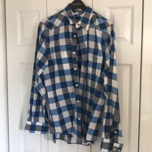 Express blue and gray shirt